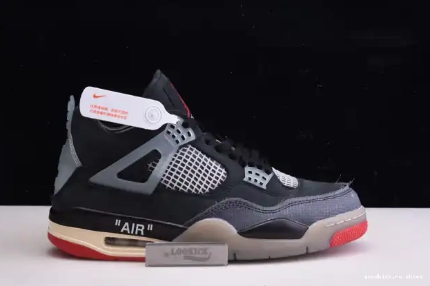 Cheap White Off Jordan 4 x Bred Air CV9388-001 Retro 0327